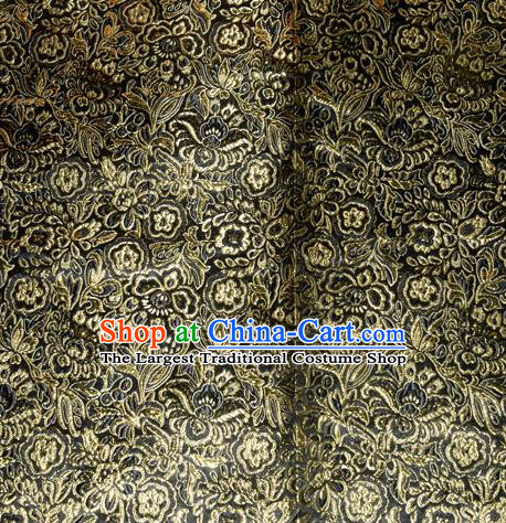 Chinese Traditional Cheongsam Black Silk Fabric Tang Suit Brocade Classical Pattern Cloth Material Drapery
