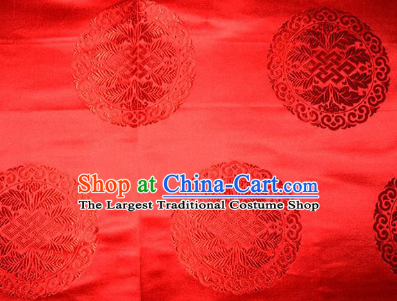 Chinese Traditional Cheongsam Silk Fabric Tang Suit Red Brocade Classical Round Pattern Cloth Material Drapery
