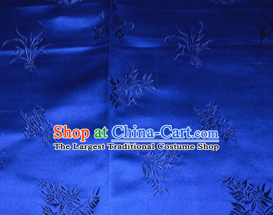 Chinese Traditional Cheongsam Royalblue Silk Fabric Tang Suit Brocade Classical Plum Blossom Orchid Bamboo Chrysanthemum Pattern Cloth Material Drapery