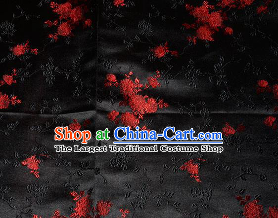Classical Chrysanthemum Pattern Chinese Traditional Black Silk Fabric Tang Suit Brocade Cloth Cheongsam Material Drapery