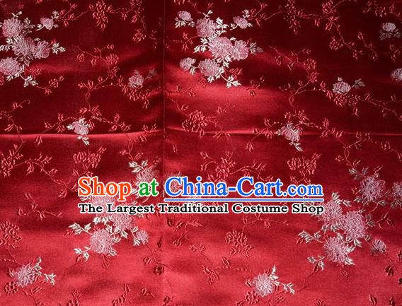 Classical Chrysanthemum Pattern Chinese Traditional Red Silk Fabric Tang Suit Brocade Cloth Cheongsam Material Drapery