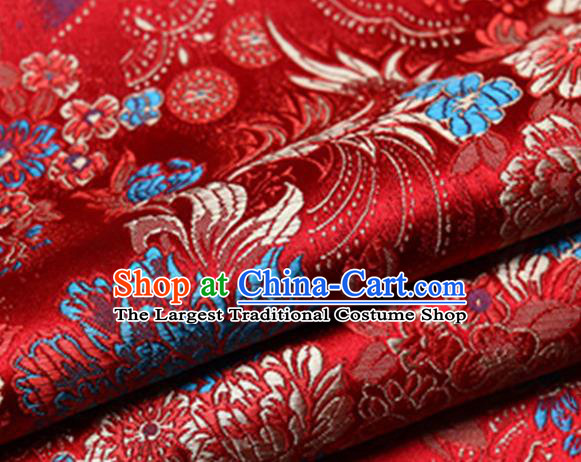 Chinese Traditional Red Silk Fabric Tang Suit Brocade Cloth Cheongsam Material Drapery
