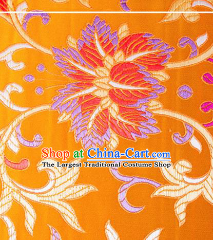 Chinese Traditional Yellow Brocade Fabric Tang Suit Classical Flowers Pattern Silk Cloth Cheongsam Material Drapery