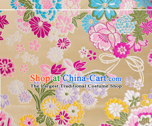 Chinese Traditional Brocade Fabric Tang Suit Golden Silk Cloth Cheongsam Material Drapery