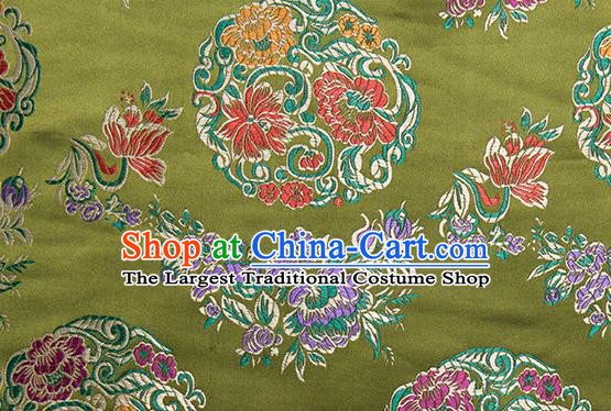 Chinese Traditional Palace Pattern Tang Suit Brocade Green Fabric Silk Cloth Cheongsam Material Drapery