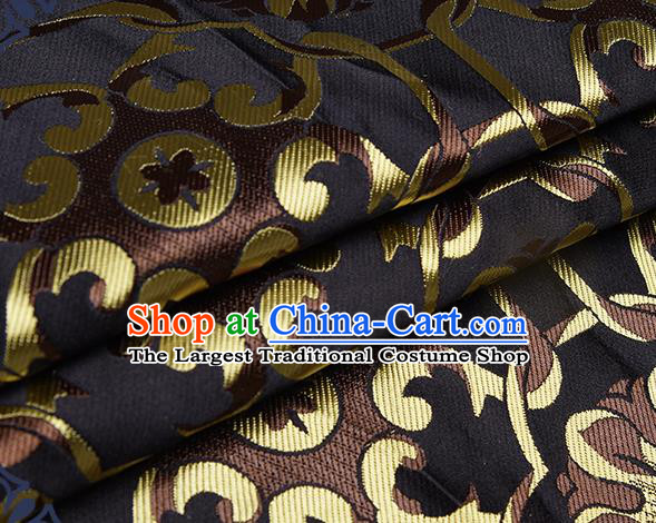 Chinese Traditional Tang Suit Black Brocade Fabric Silk Cloth Cheongsam Material Drapery