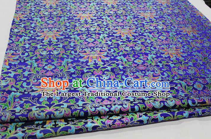 Chinese Traditional Cheongsam Cloth Tang Suit Royalblue Brocade Fabric Silk Material Drapery
