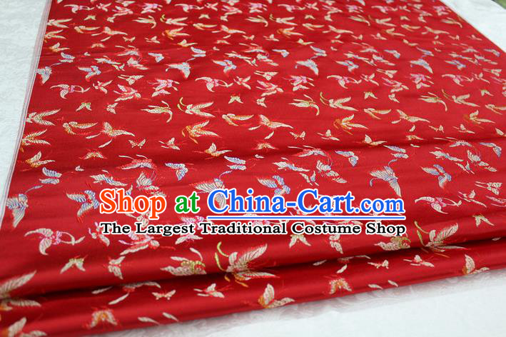Chinese Traditional Cheongsam Cloth Tang Suit Butterfly Pattern Red Brocade Fabric Silk Material Drapery