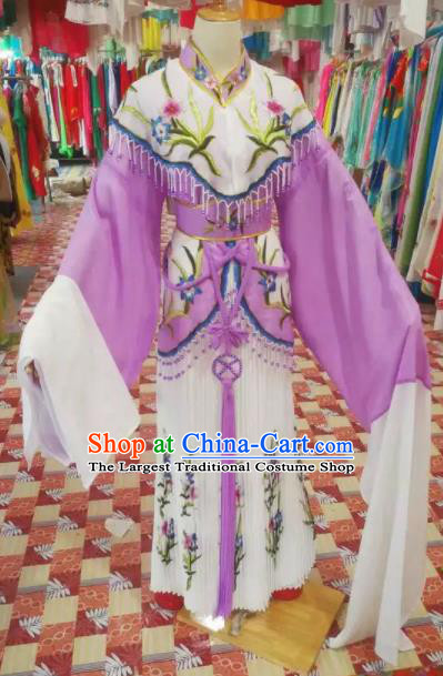 Chinese Traditional Beijing Opera Princess Embroidered Purple Dress Peking Opera Actress Costume for Adults