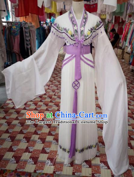 Chinese Traditional Beijing Opera Princess White Hanfu Dress Peking Opera Diva Costume for Adults