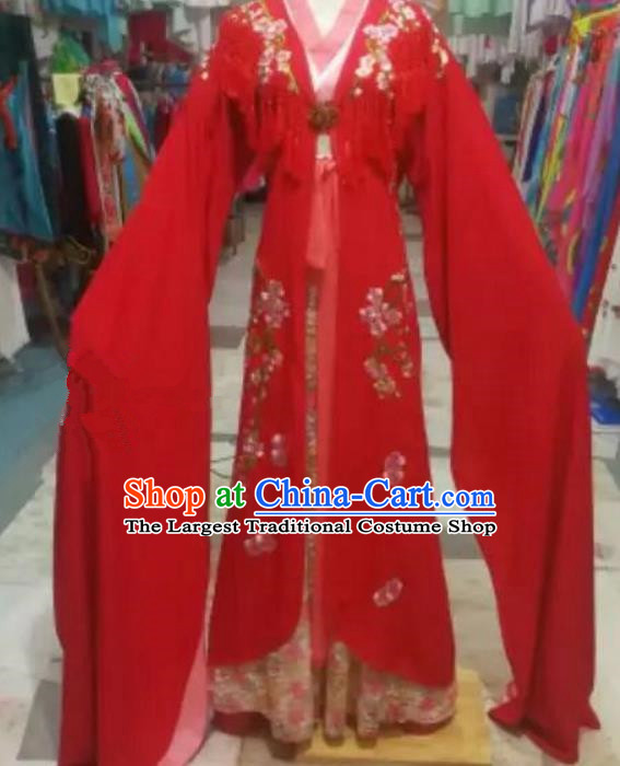 Chinese Traditional Beijing Opera Princess Water Sleeve Red Dress Peking Opera Actress Costume for Adults