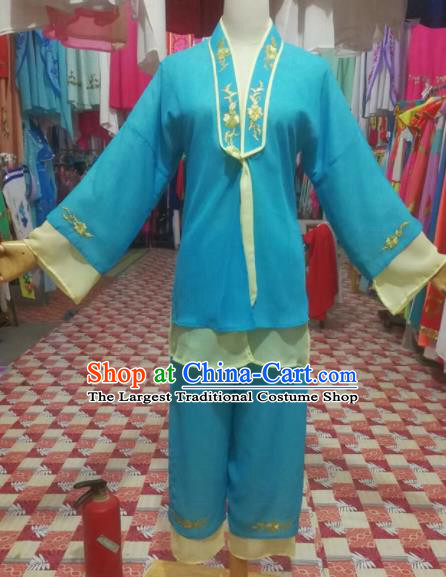 Chinese Traditional Beijing Opera Mui Tsai Blue Clothing Peking Opera Actress Costume for Poor Girls