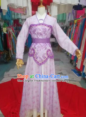 Chinese Traditional Beijing Opera Maidservants Purple Clothing Peking Opera Diva Costumes for Adults