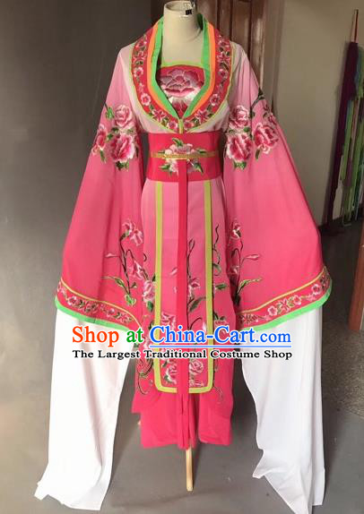 Chinese Traditional Beijing Opera Palace Lady Rosy Dress Peking Opera Diva Costumes for Adults