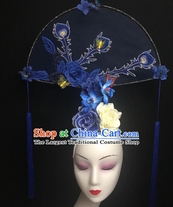 Chinese Stage Show Embroidered Hair Accessories Traditional Catwalks Palace Headdress for Women