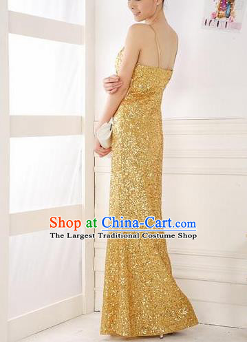Top Stage Show Chorus Costumes Catwalks Compere Golden Full Dress for Women
