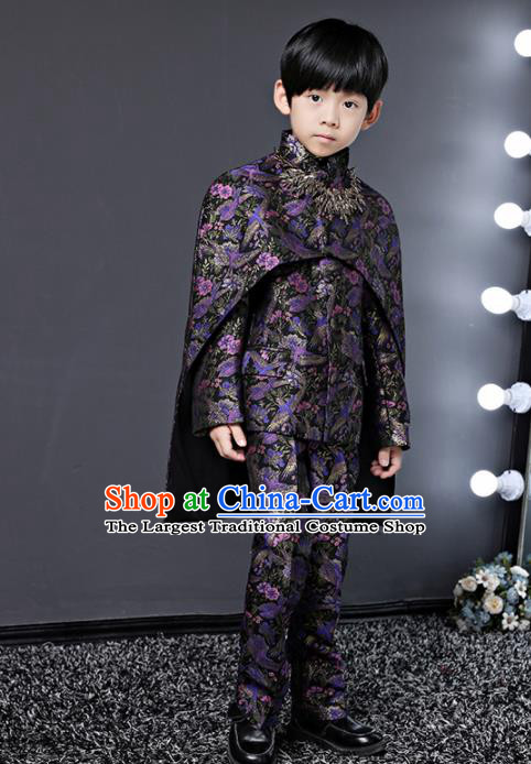 Children Modern Dance Costume Compere Halloween Catwalks Purple Suits for Kids