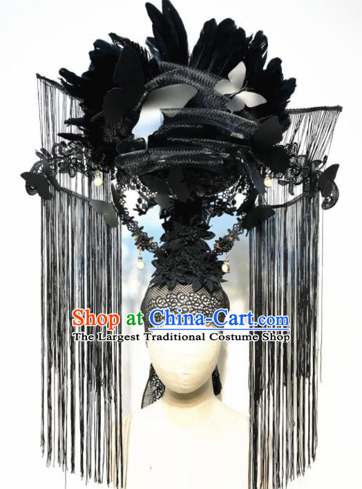 Top Stage Show Hair Accessories Brazilian Carnival Chinese Catwalks Feather Headdress for Women