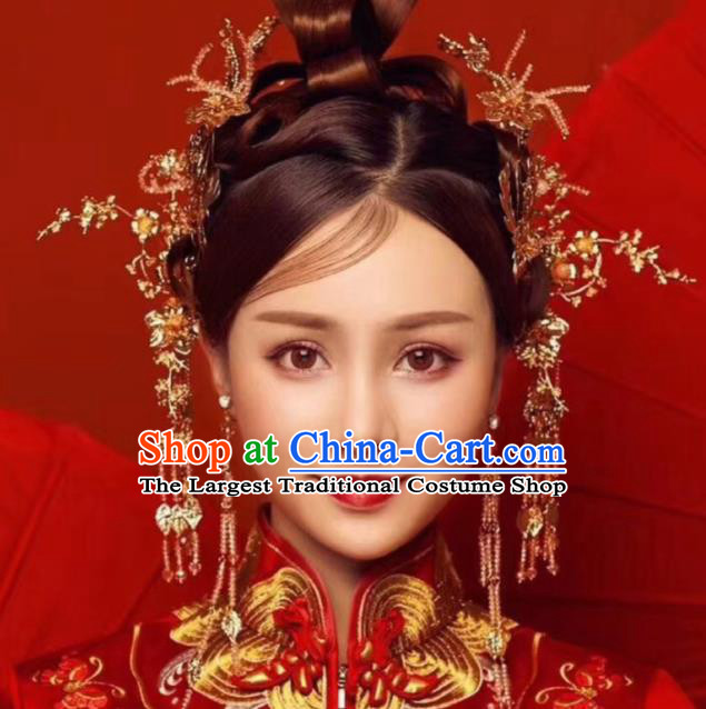 Top Chinese Traditional Wedding Hair Combs Hair Accessories Ancient Palace Hairpins Complete Set for Women