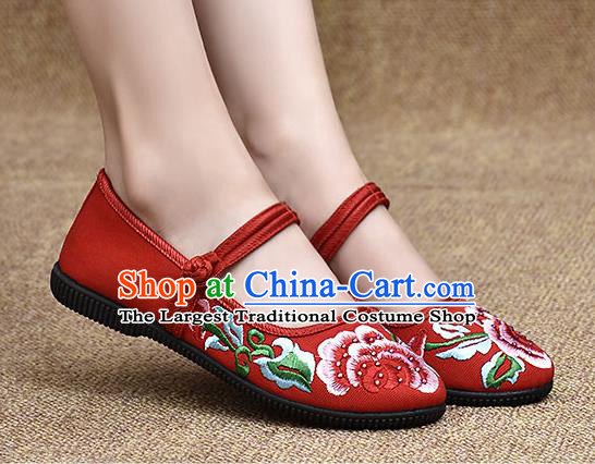 Chinese Shoes Wedding Shoes Traditional Embroidered Peony Shoes Bride Red Shoes for Women