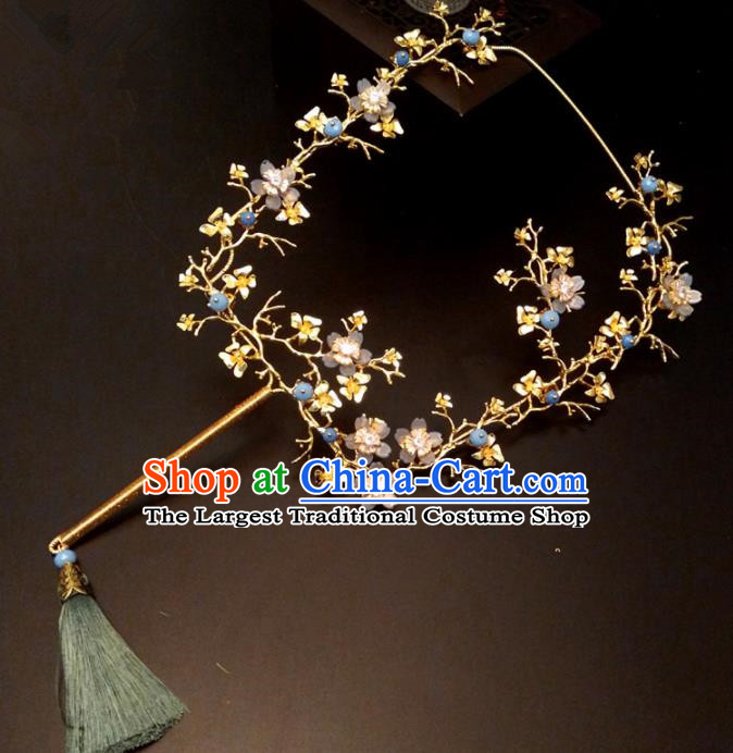 Chinese Traditional Wedding Accessories Classical Bride Flowers Palace Fan for Women