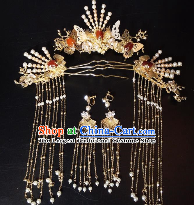 Top Chinese Traditional Wedding Hair Accessories Ancient Classical Tassel Hairpins Headdress for Women