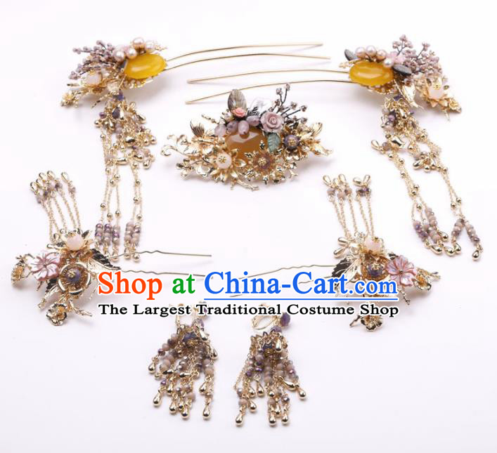 Top Chinese Traditional Wedding Hair Accessories Ancient Palace Hairpins Complete Set for Women
