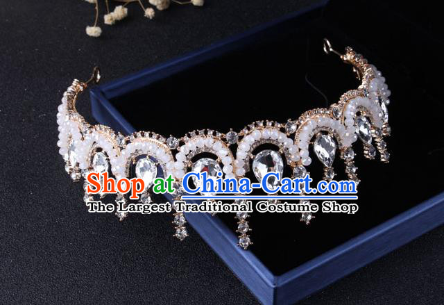 Top Grade Gothic Hair Accessories Catwalks Princess Crystal Beads Royal Crown for Women