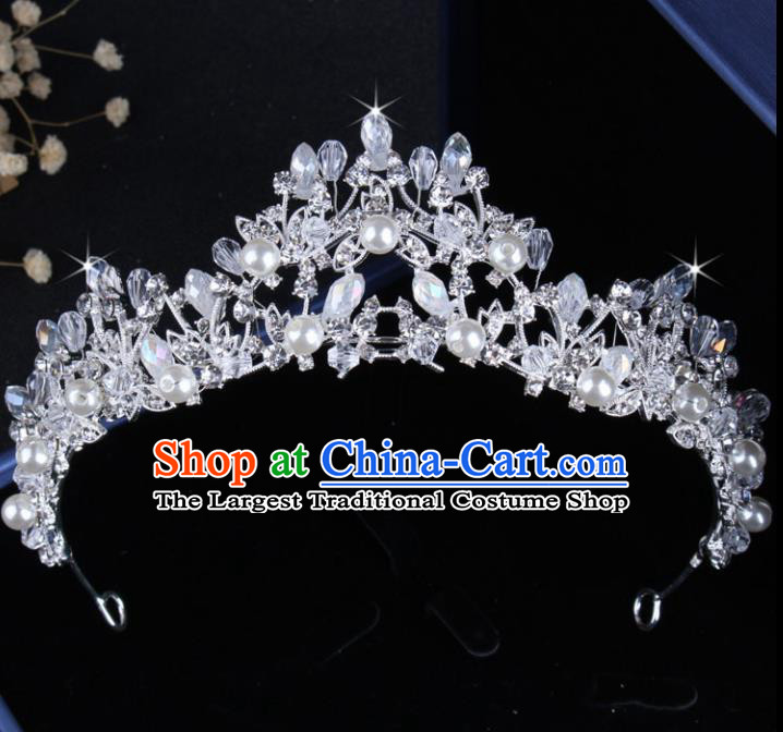 Top Grade Gothic Hair Accessories Catwalks Princess Crystal Pearls Royal Crown for Women