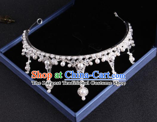 Top Grade Gothic Hair Accessories Catwalks Princess Pearls Royal Crown for Women