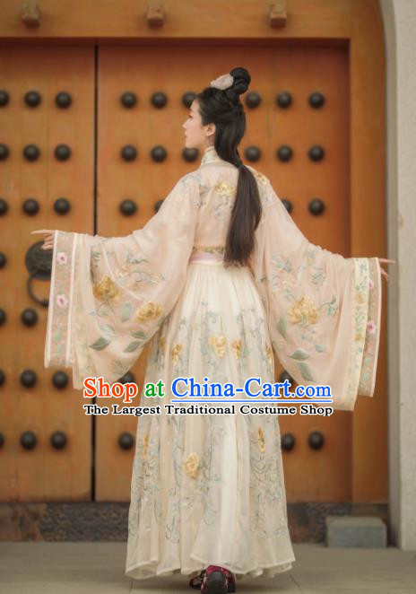 Chinese Ancient Imperial Consort Hanfu Dress Traditional Tang Dynasty Palace Lady Embroidered Replica Costumes for Women