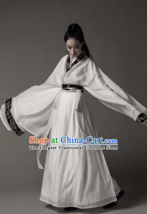 Chinese Ancient Female Swordsman Hanfu Dress Traditional Jin Dynasty Nobility Lady Embroidered Replica Costumes for Women