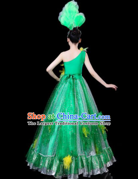 Top Grade Stage Show Chorus Costumes Group Dance Modern Dance Green Dress for Women