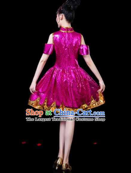 Top Grade Stage Show Chorus Costumes Group Dance Modern Dance Rosy Bubble Dress for Women