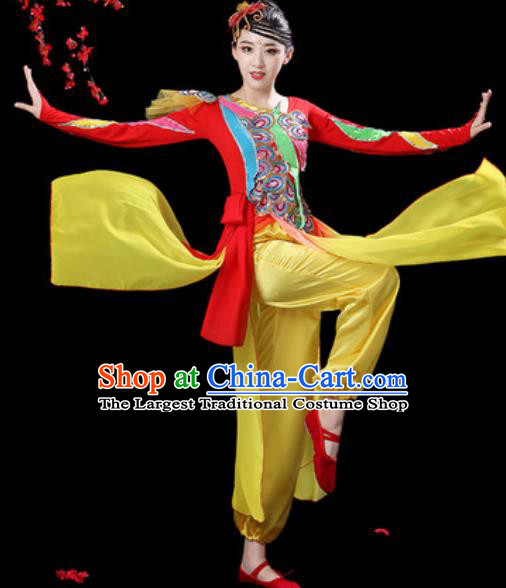 Chinese Folk Dance Drum Dance Costumes Traditional Fan Dance Yangko Clothing for Women