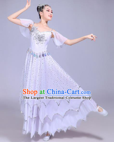 Professional Modern Dance Opening Dance White Dress Stage Show Chorus Costumes for Women