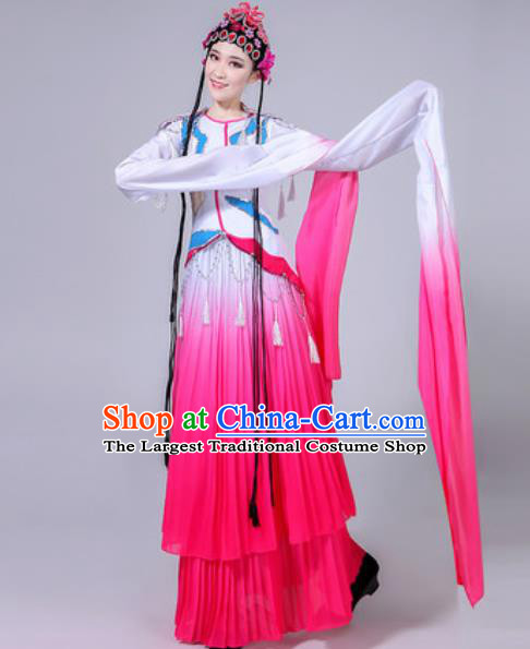 Chinese Classical Dance Water Sleeve Costumes Traditional Group Dance Umbrella Dance Pink Dress for Women