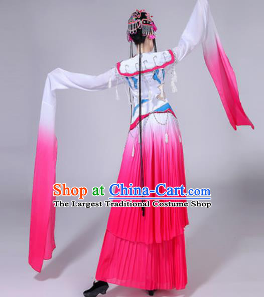 Chinese Classical Dance Water Sleeve Costumes Traditional Group Dance Umbrella Dance Pink Dress for Women