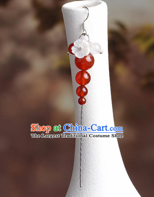Chinese Traditional Ear Jewelry Accessories National Hanfu Classical Red Beads Earrings for Women