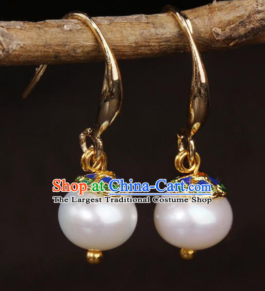 Chinese National Classical Hanfu Pearl Earrings Traditional Jewelry Accessories for Women