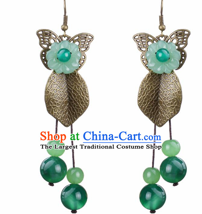 Chinese Yunnan National Classical Earrings Traditional Hanfu Ear Jewelry Accessories for Women