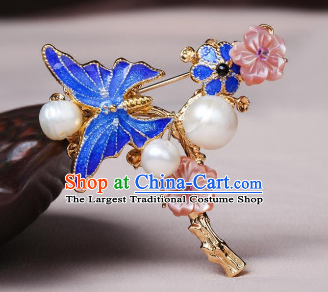 Chinese Traditional Breastpin Jewelry Accessories National Hanfu Blueing Butterfly Brooch for Women