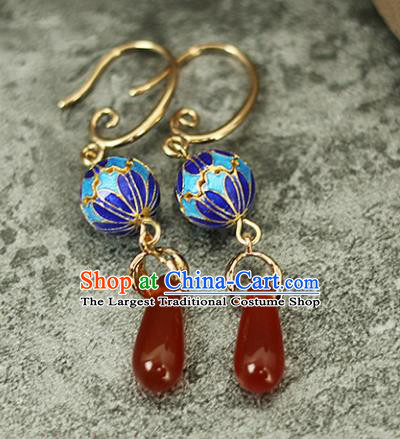Chinese Handmade Cloisonne Earrings Traditional Classical Hanfu Ear Jewelry Accessories for Women