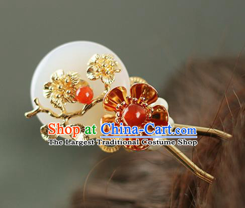 Handmade Chinese Traditional Jade Plum Blossom Hairpins Traditional Classical Hanfu Hair Accessories for Women
