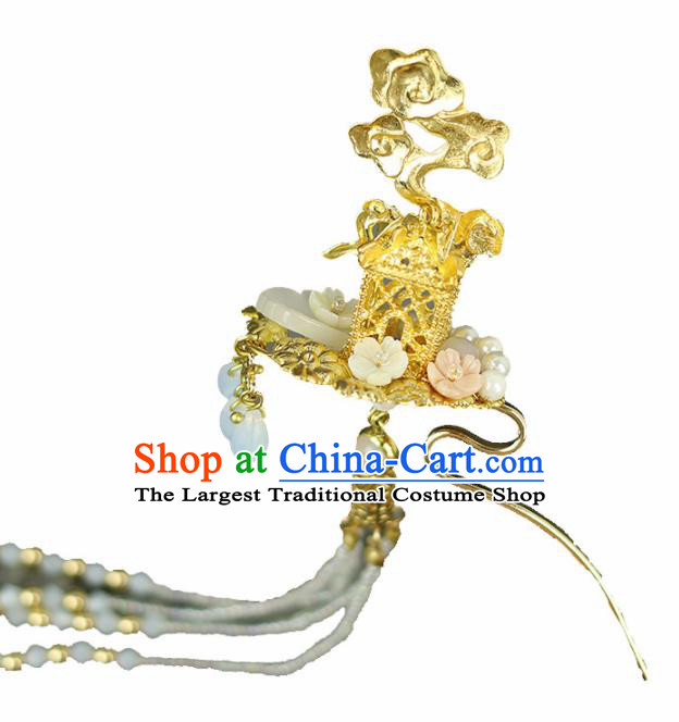 Handmade Chinese Traditional Golden Tassel Hairpins Traditional Classical Hanfu Hair Accessories for Women