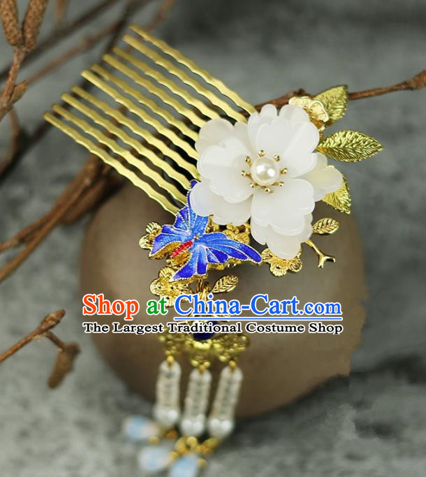 Handmade Chinese Traditional Blueing Butterfly Hair Combs Traditional Classical Hanfu Hair Accessories for Women