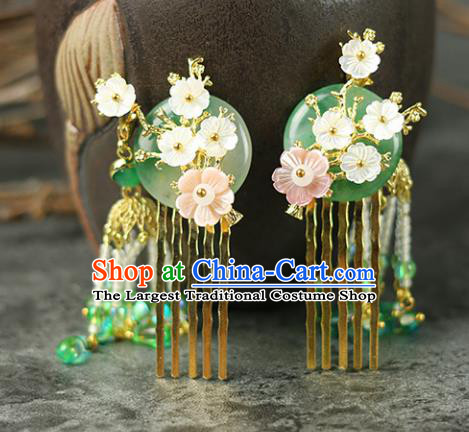 Handmade Chinese Traditional Jade Tassel Hair Combs Traditional Classical Hanfu Hair Accessories for Women
