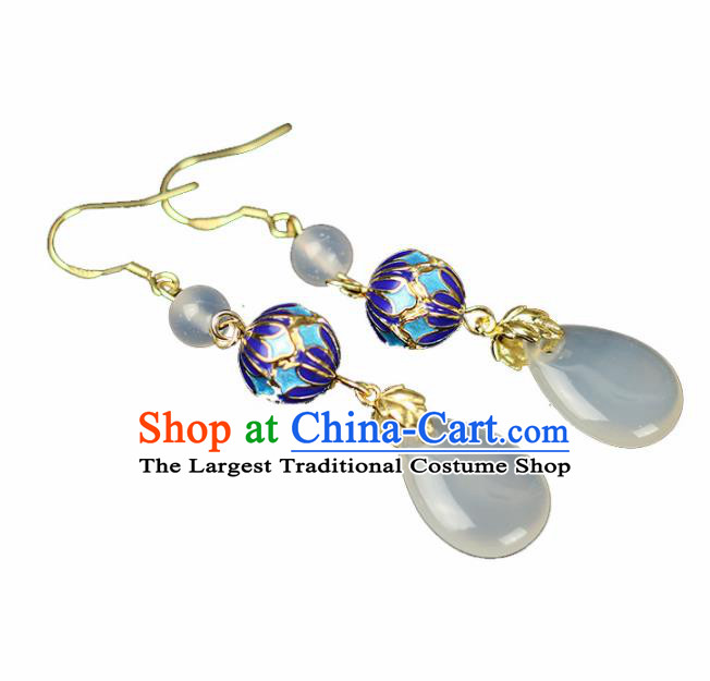 Chinese Handmade Blueing Earrings Traditional Classical Hanfu Ear Jewelry Accessories for Women