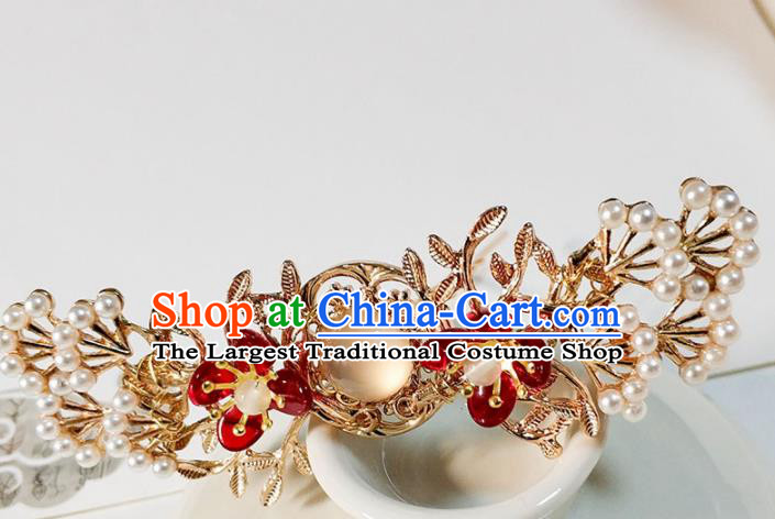 Handmade Chinese Traditional Pearls Hairpins Ancient Classical Hanfu Hair Accessories for Women