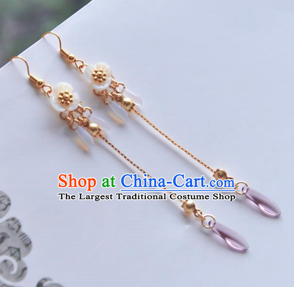 Chinese Ancient Handmade Tassel Earrings Traditional Classical Hanfu Ear Jewelry Accessories for Women